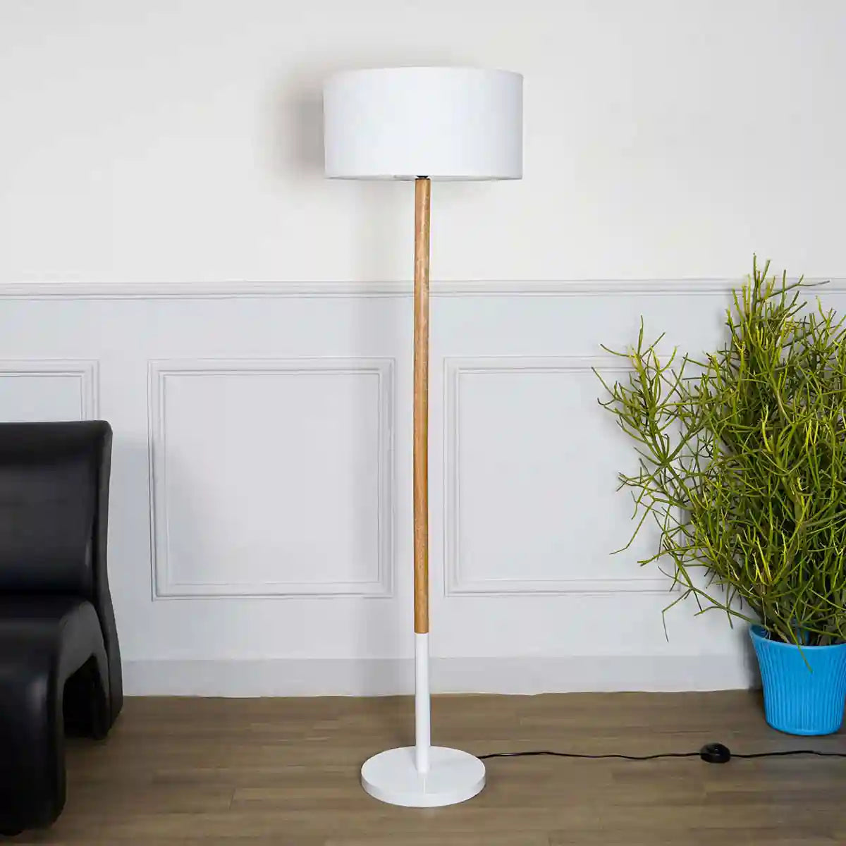 UNICOR Fusion Floor Lamp With White Cotton Shade