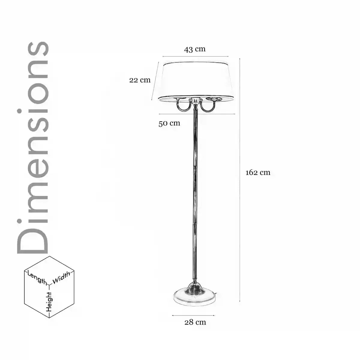 STIFFEL Pure Brass Floor Lamp With Off White Cotton Shade