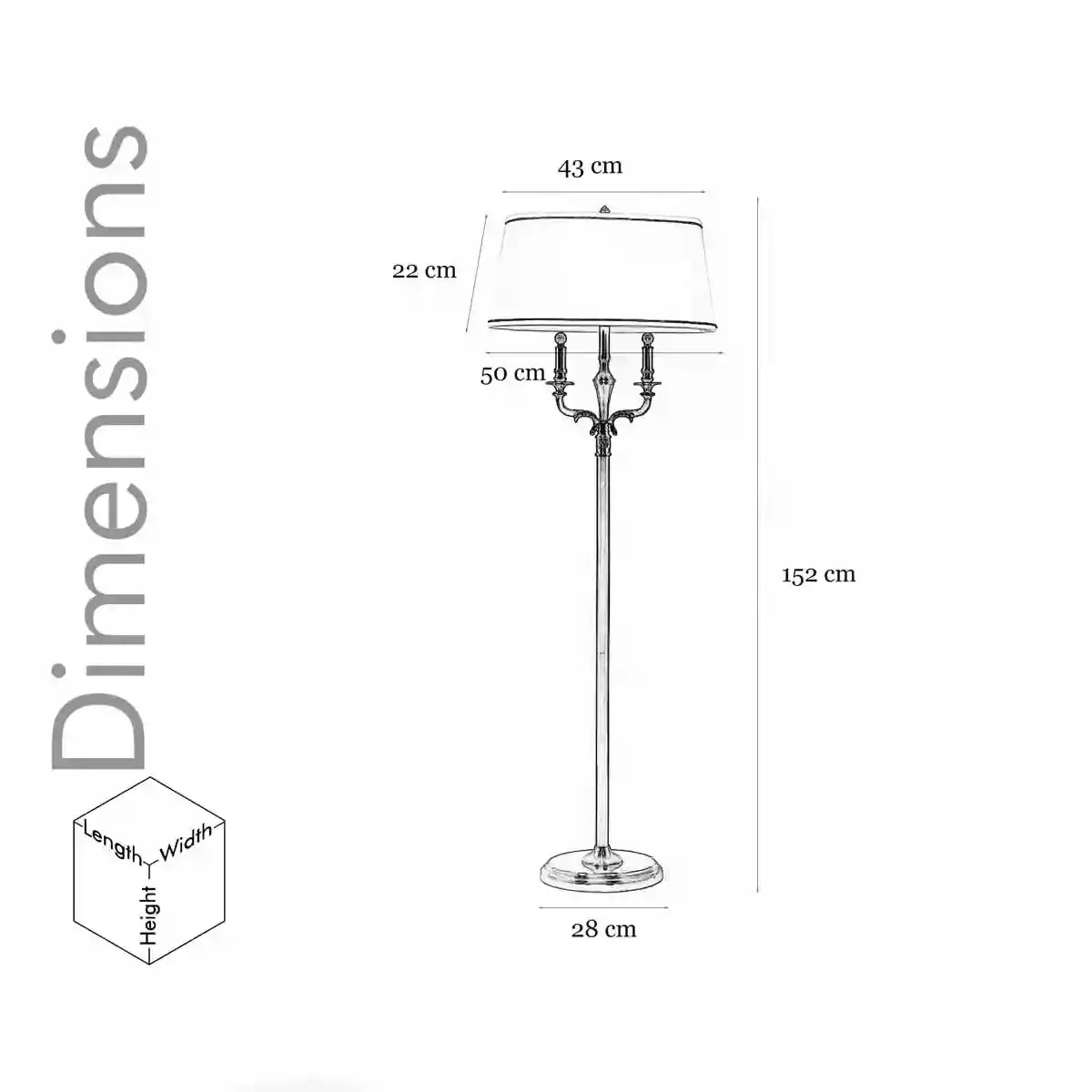 NIXON Pure Brass Floor Lamp With White Cotton Shade