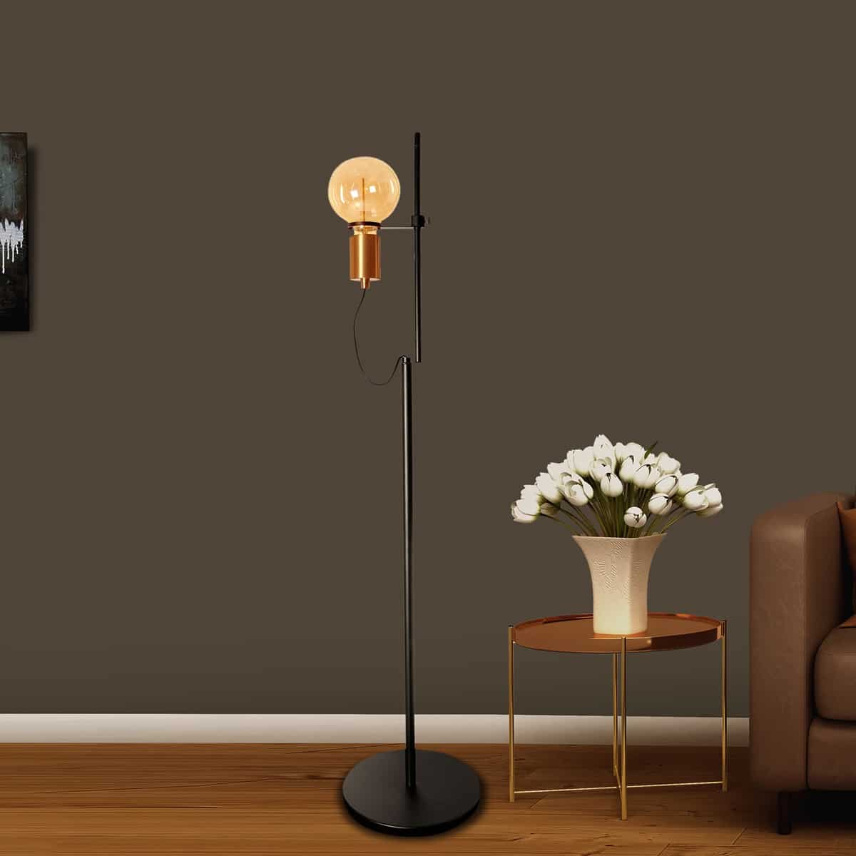 MALCOLM Adjustable Matte Black Floor Lamp