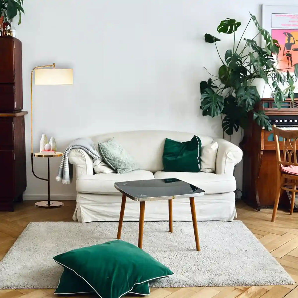 FLEMISH Metal Single Light Floor Lamp With White Cotton Shade