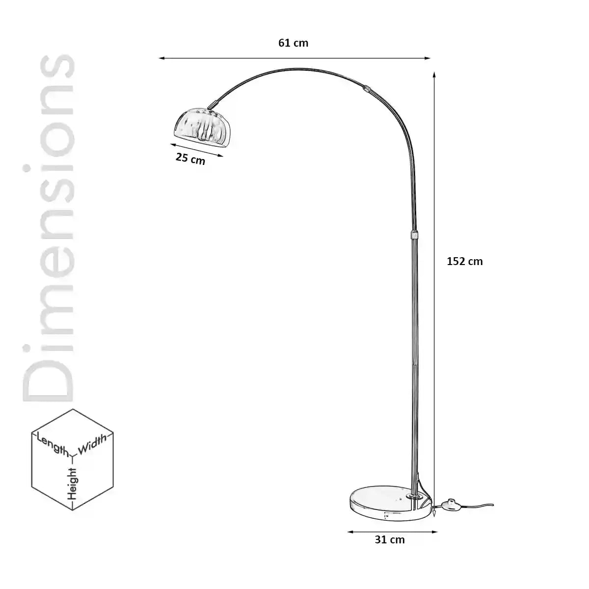 GALLOW Arc Single Light Floor Lamp in Black and Gold Finish