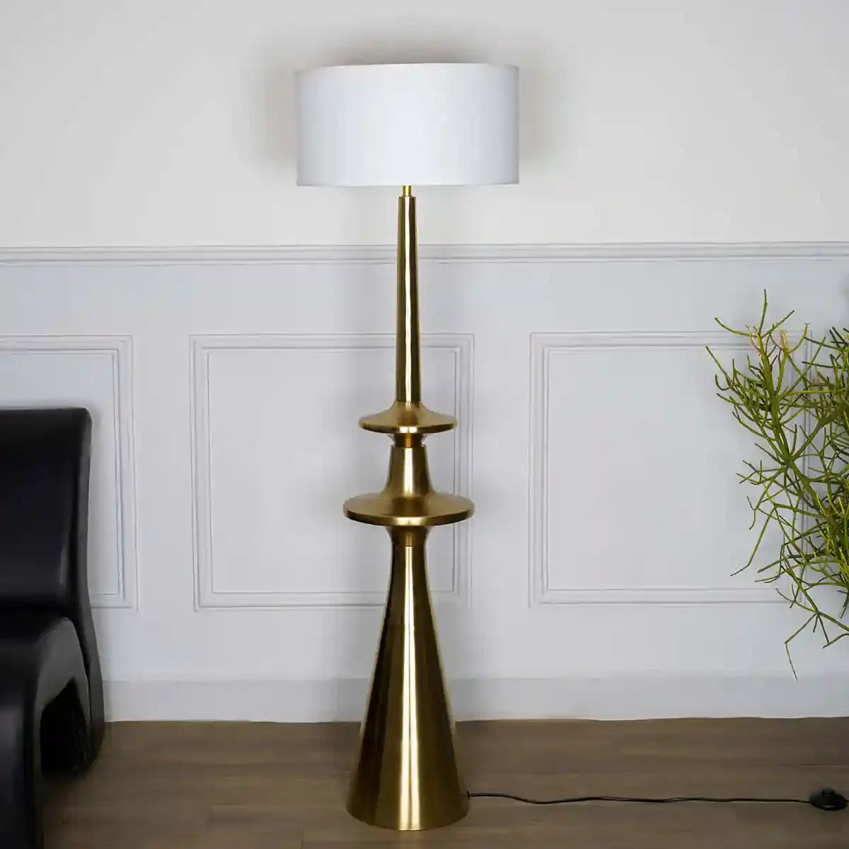 GLOUCESTER Metal Floor Lamp With White Cotton Shade