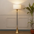 COLORADO Single Light Floor Lamp In Black & Brass Finish With Cotton Fabric Shade