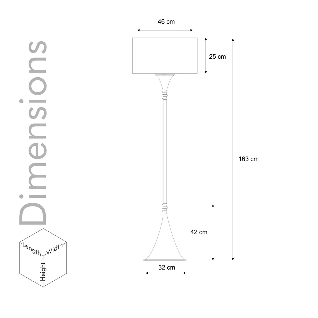 COLORADO Single Light Floor Lamp In Black & Brass Finish With Cotton Fabric Shade