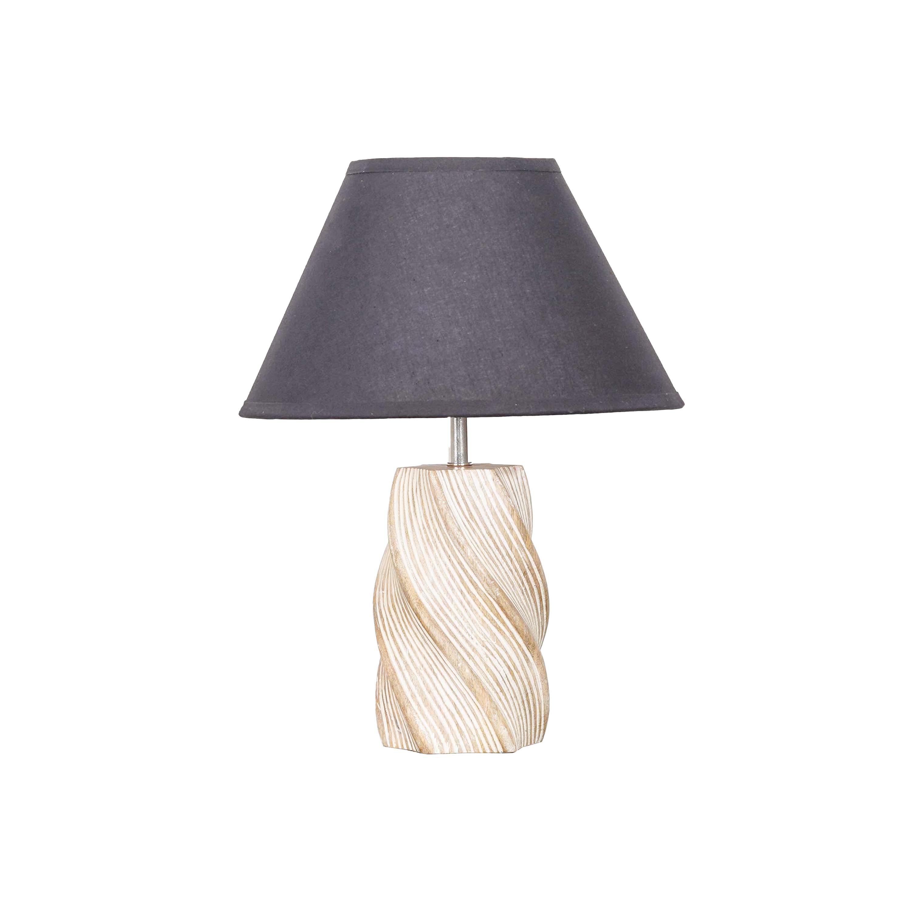 BURFORD Small Distress White Finish  Wood Table Lamp With Cotton Shade