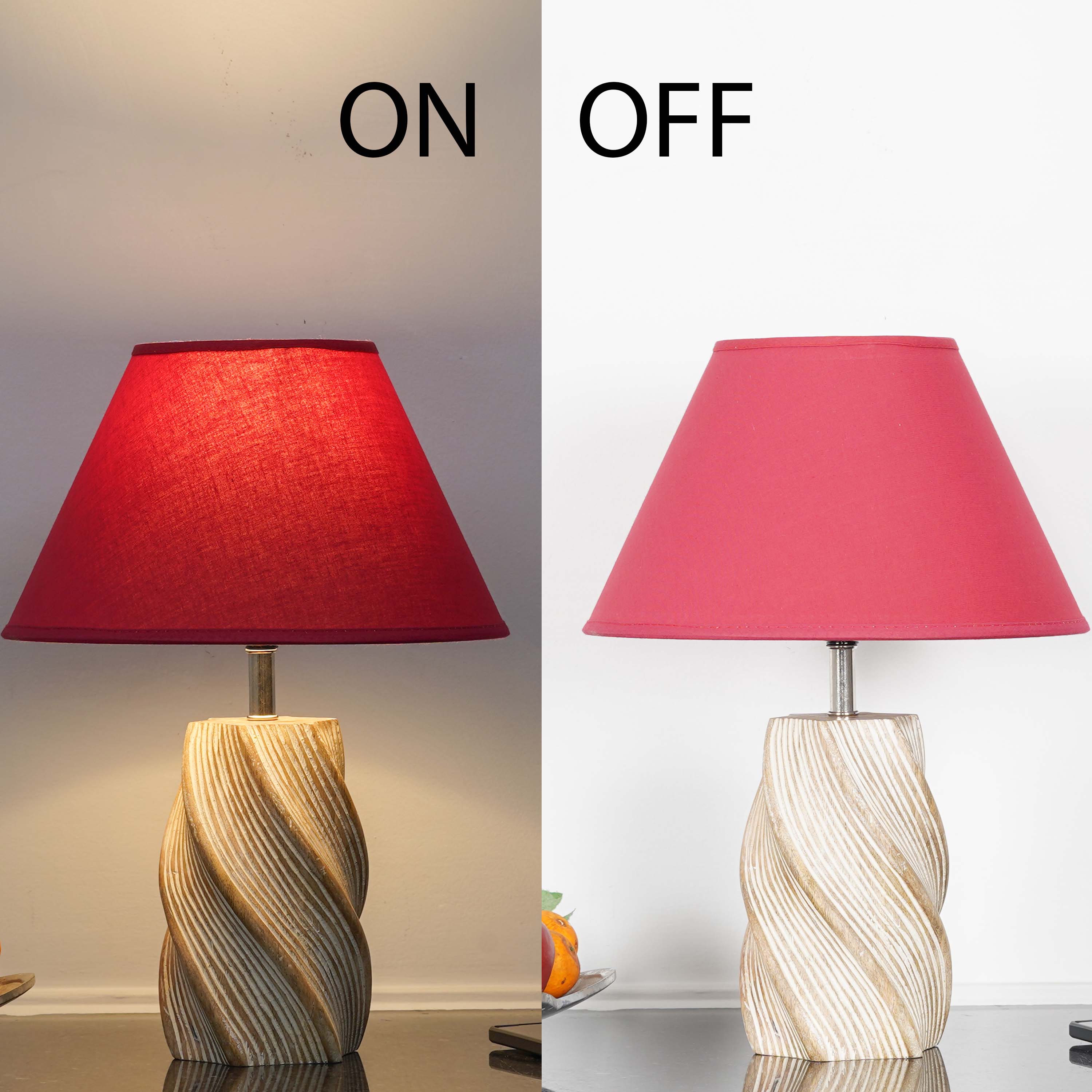 BURFORD Small Distress White Finish  Wood Table Lamp With Cotton Shade