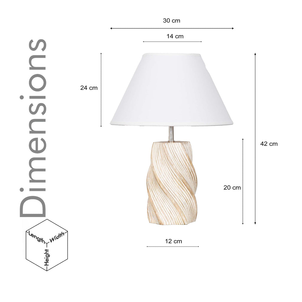 BURFORD Small Distress White Finish  Wood Table Lamp With Cotton Shade
