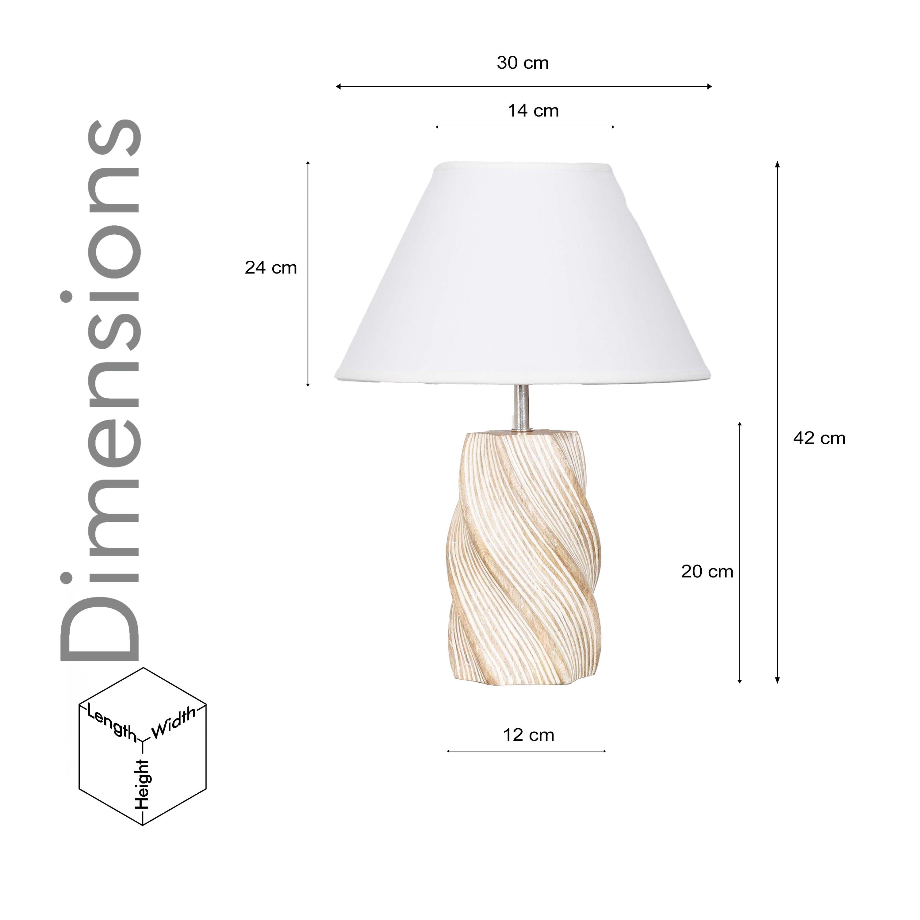 BURFORD Small Distress White Finish  Wood Table Lamp With Cotton Shade