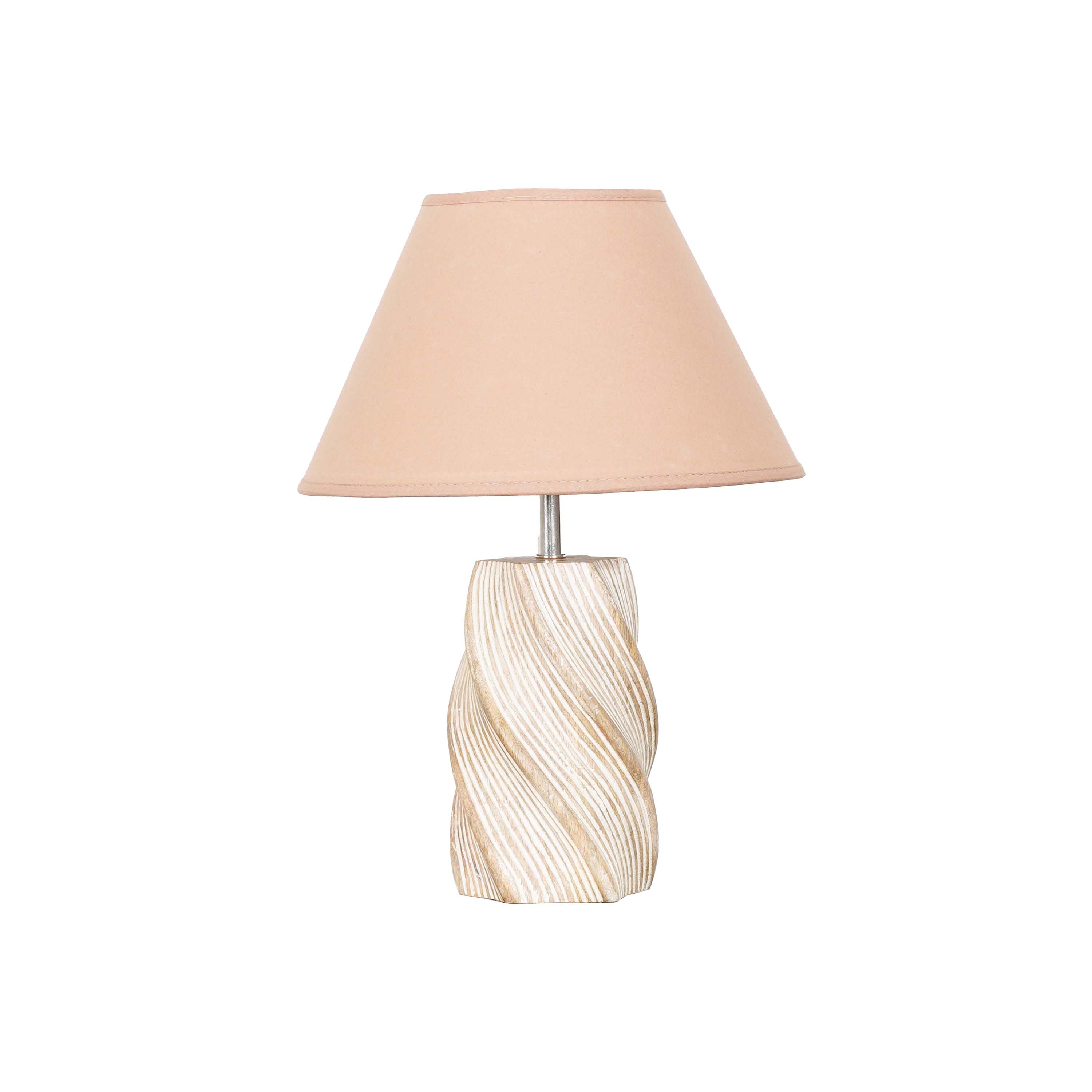 BURFORD Small Distress White Finish  Wood Table Lamp With Cotton Shade